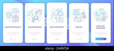 Neuroscience in marketing onboarding mobile app page screen Stock Vector