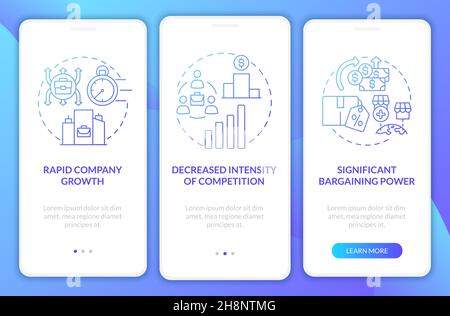 External growth advantages blue gradient onboarding mobile app page screen Stock Vector