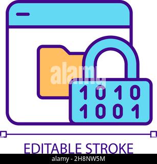 Personal data encryption on internet sources RGB color icon Stock Vector