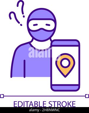 Remote location enabling to protect data RGB color icon Stock Vector