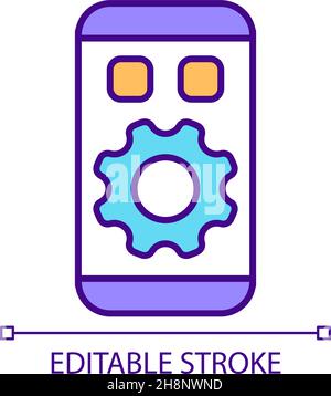 Privacy settings configuration of mobile device RGB color icon Stock Vector