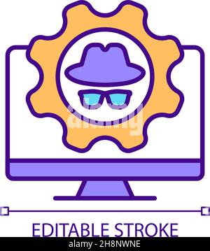 Computer privacy settings configuration RGB color icon Stock Vector