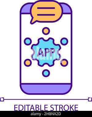 Mobile app permissions device settings RGB color icon Stock Vector