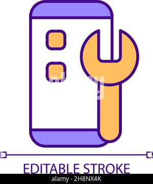 Mobile device repair and setup RGB color icon Stock Vector