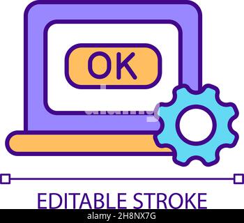 Computer safety settings configuration RGB color icon Stock Vector