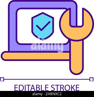 Computer repair and setup RGB color icon Stock Vector