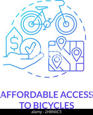 Affordable access to bicycles blue gradient concept icon Stock Vector