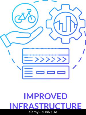 Improved infrastructure blue gradient concept icon Stock Vector