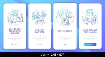 Family support during pregnancy onboarding mobile app page screen Stock Vector
