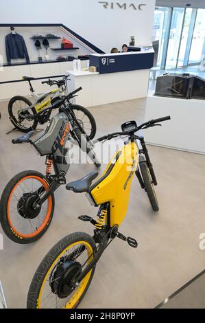 CROATIA, Sveta Nedelja near Zagreb, Rimac Automobili, showroom with Greyp e-bike / KROATIEN, Sveta Nedelja bei Zagreb , Rimac Automobili, Showroom mit Greyp Elektrofahrrad Stock Photo