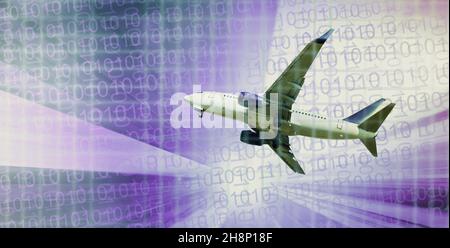 Airliner in motion on abstract background Stock Photo