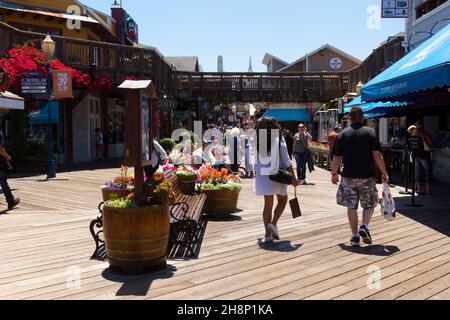 San Francisco, USA-June 20, 2017: Many tourists visiting the famouse Pier 39 in San Francisco Stock Photo