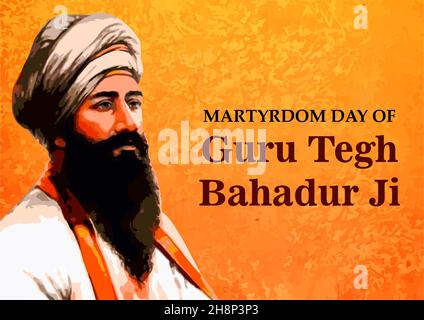 Guru Tegh Bahadur Martyrdom Day is celebrated in India on 24 November. He was the ninth of ten Gurus who founded the Sikh religion. Stock Photo