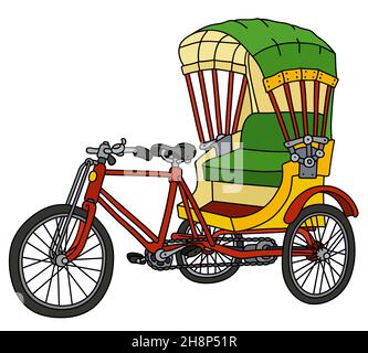 Hand drawing of a classic bangladeshi cycle rickshaw Stock Photo - Alamy