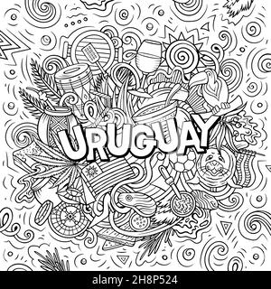 Uruguay hand drawn cartoon doodle illustration Stock Vector