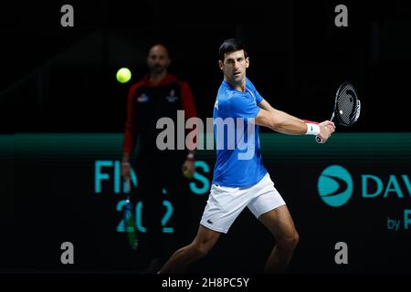 Madrid, Spain. 01st Dec, 2021. Novak Djokovic of Serbia practices during the Davis Cup 2021, Quarter Final, tennis match between Serbia and Kazakhstan on December 1, 2021 at Madrid Arena in Madrid, Spain - Photo: Oscar Barroso/DPPI/LiveMedia Credit: Independent Photo Agency/Alamy Live News Stock Photo