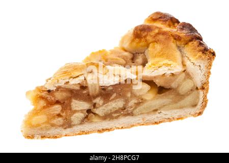 A single slice of apple pie isolated on white background cake, inside, baked, enjoy, bake, meal, dessert Stock Photo