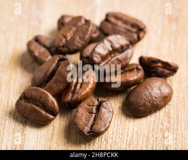 Coffee beans on wooden board coffee, beans, coffee beans, board, single, space, wood, small, many, heap Stock Photo