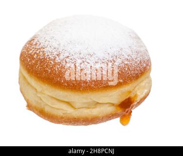"Krapfen" isolated on white background donuts, carnival, icing sugar, one, white, background, fresh, genuine Stock Photo