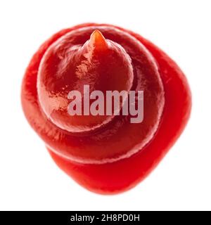 tomato ketch-up from above isolated on white background Ketchup, tomato ketchup, sauce, ketch-up, background, white, one, alone, fat, food, edible Stock Photo