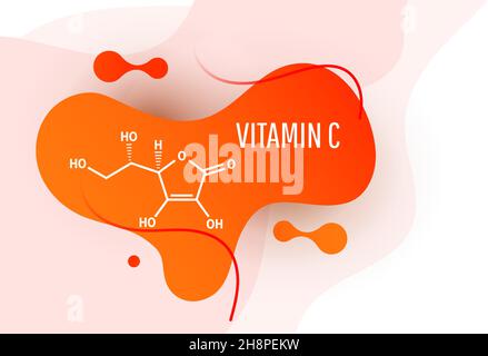 Vitamin B14 PQQ , methoxatin C14H6N2O8 molecule formula with pink liquid fluid shapes on white background, vector illustration Stock Vector