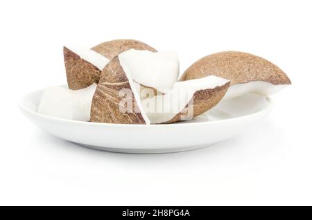 Chopped coconut on a white background cutout Stock Photo