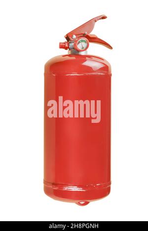 Red fire extinguisher close up. Isolated on white, clipping path included Stock Photo