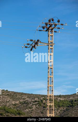Electric distribution lines Stock Photo