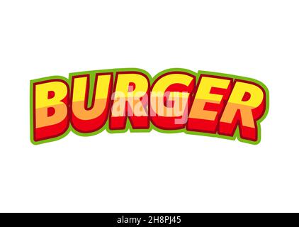 Inscription burger in pop-art style on a white background from multicolored letters. For monster menu decoration and printing. Vector illustration. Stock Vector