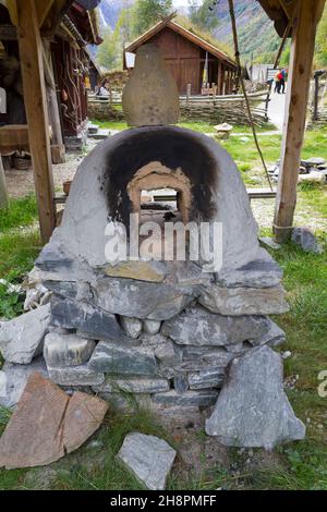 Gudvangen, Norway - Circa September 2021: Oven made with stones in viking village Stock Photo