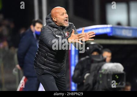 Salerno, Italy. 30th Nov, 2021. Salernitana's head coach Stefano Colantuono gestures during US Salernitana vs Juventus FC, italian soccer Serie A match in Salerno, Italy, November 30 2021 Credit: Independent Photo Agency/Alamy Live News Stock Photo