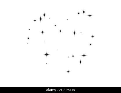 Fireworks star random source stream.  Falling Star. Stars on a white background. Stock Vector