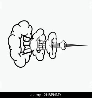 Comic clouds, cartoon vector clouds in line style isolated on light background. Stock Vector