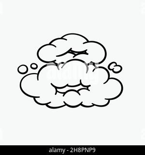 Comic clouds, cartoon vector clouds in line style isolated on light background. Stock Vector