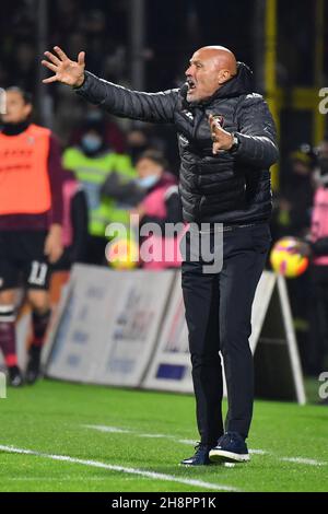 Arechi stadium, Salerno, Italy, November 30, 2021, Salernitana's head coach Stefano Colantuono reacts   during  US Salernitana vs Juventus FC - italia Stock Photo