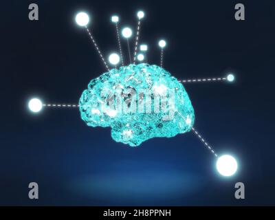 An illustration of a brain with thoughts and ideas Stock Photo