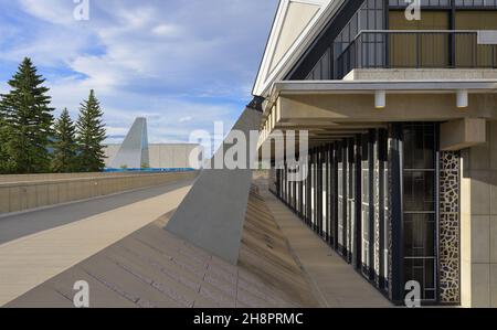The modernist Cadet Chapel of the United States Air Force Academy (USAFA), Colorado Springs CO Stock Photo