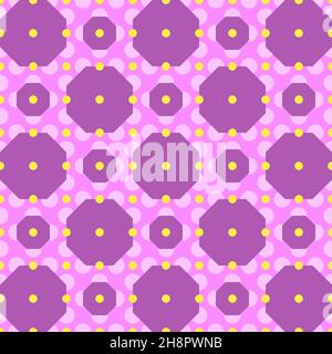 Seamless repeat pattern with polygon and dots in a grid - Vector Illustration Stock Vector