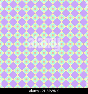 Seamless repeat pattern with squares and dots - Vector Illustration Stock Vector