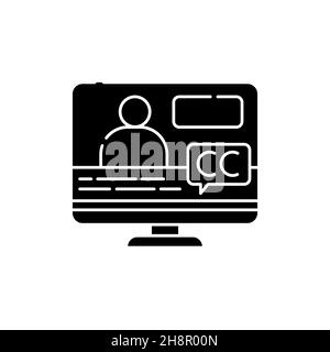 Disabled subtitles color line icon. Disability. Isolated vector element. Outline pictogram for web page, mobile app, promo Stock Vector