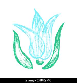 Icon in hand draw style. Vector illustration. Cute flower. Drawing with wax crayons, colored chalk, children's creativity. Sign, symbol, pin Stock Vector