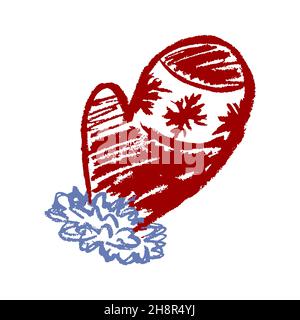 Mitten. Icon in hand draw style. Drawing with wax crayons, colored chalk, children's creativity. Vector illustration. Sign, symbol, pin Stock Vector