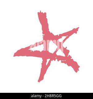 Icon in hand draw style. Star. Drawing with wax crayons, children's creativity. Vector Stock Vector
