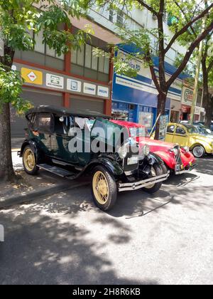 BUENOS AIRES, ARGENTINA - Nov 08, 2021: Vintage green Ford Model A Phaeton 1929. Expo Warnes 2021 classic car show Stock Photo