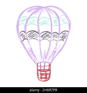 Flying ball. Icon in hand draw style. Drawing with wax crayons, colored chalk, children's creativity. Vector illustration. Sign, symbol, pin Stock Vector