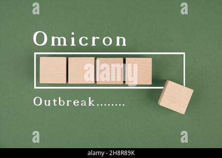 The word omicron is standing on a paper, new covid-19 variant from south africa, pandemic issue, health care Stock Photo