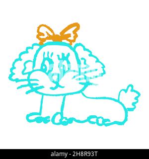 Dog. Icon in hand draw style. Drawing with wax crayons, colored chalk, children's creativity. Vector illustration. Sign Stock Vector