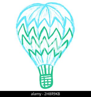 Flying ball. Icon in hand draw style. Drawing with wax crayons, colored chalk, children's creativity. Vector illustration. Sign, symbol, pin, sticker Stock Vector