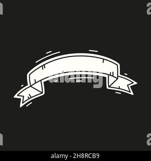 Curved white ribbon with outline. Banner with copy space. Vintage  decorative design element. Advertising, label, headline. Blank banner tape.  Vector Stock Vector Image & Art - Alamy