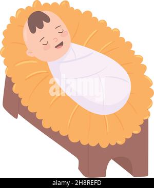 baby jesus on crib Stock Vector